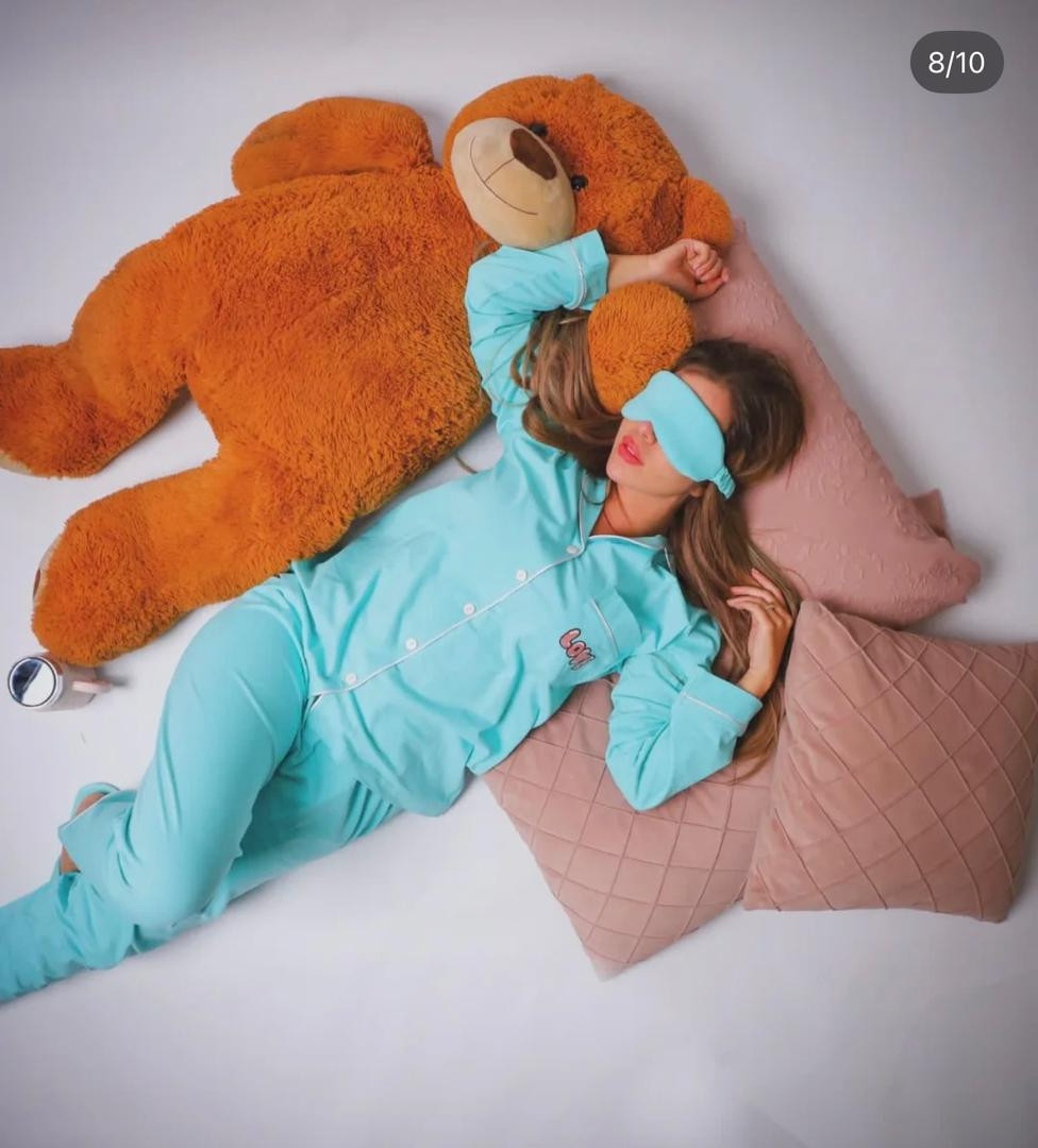 Turquoise two-piece winter pajamas