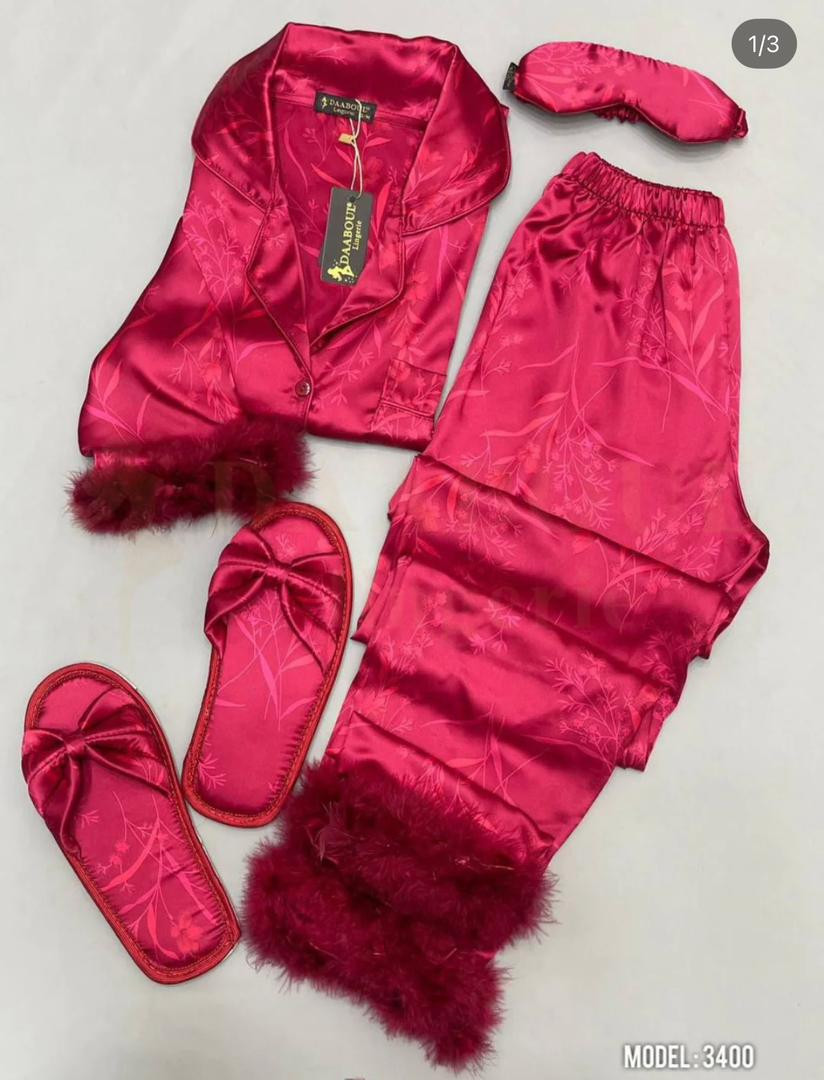 Light pink satin pajamas