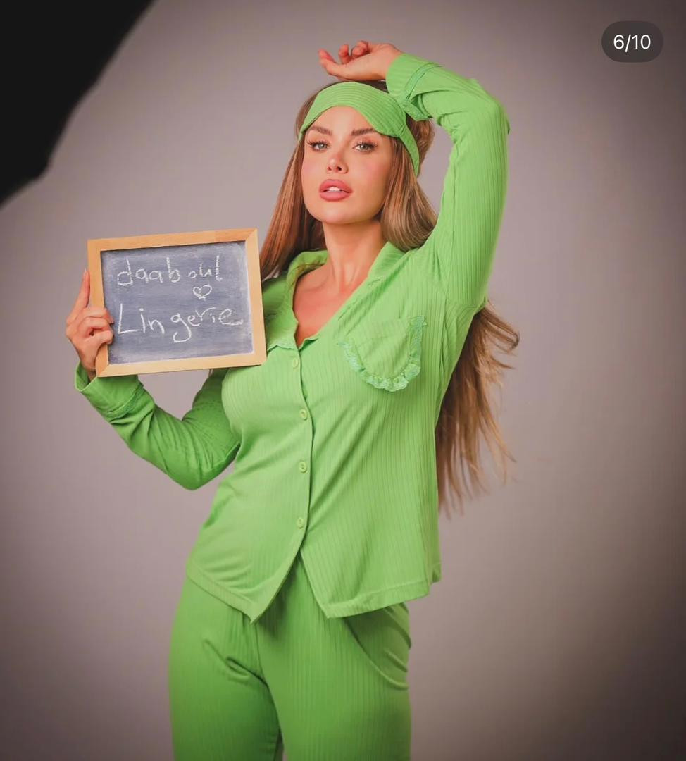 Pearl satin bridal pajamas - اخضرفاتح0-S